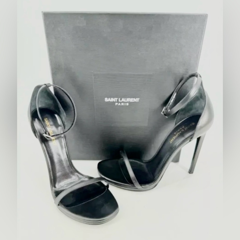 ! SHOE SIZE 40/9 YSL BLACK LEATHER LUXURY - SANDALS Nw/box & extra heel taps.